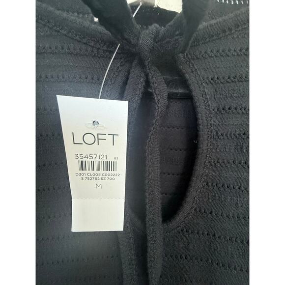 NWT Loft Jacquard Tie Keyhole Ruched Sleeve Top - Picture 7 of 8